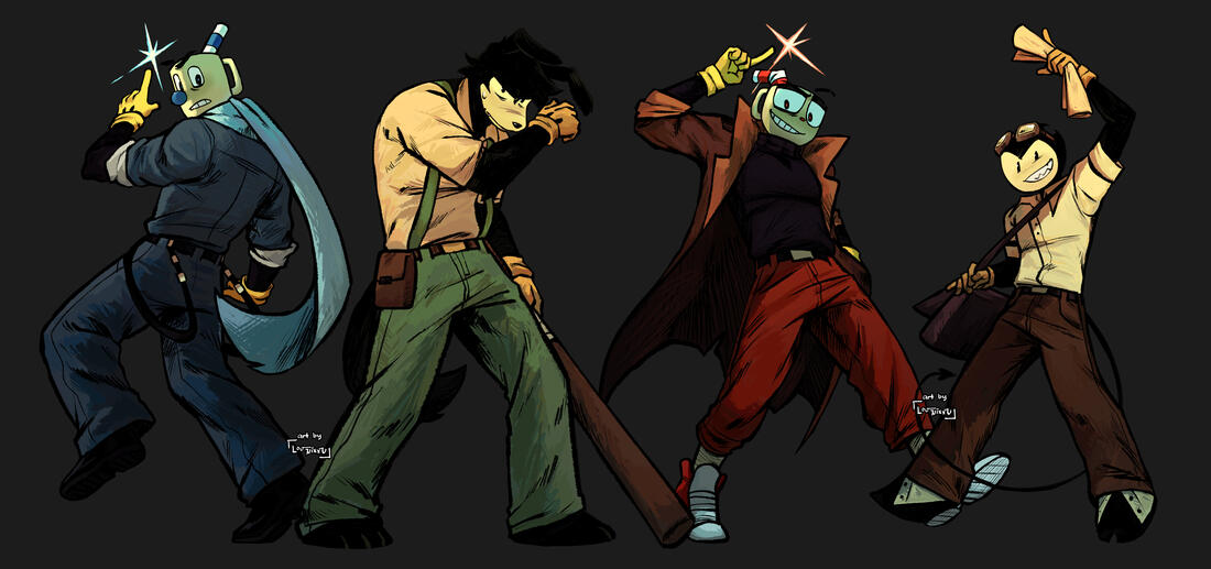 fanart of Myth of the Machine AU from tumblr